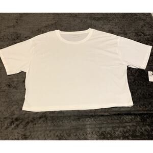 Talbots Pima Cotton Shorter Boxy Fit White Women's T Shirt Size L NWT